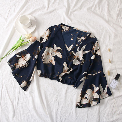 Bluză de damă elegantă cu mâneci lotus și decolteu în V în mai multe culori