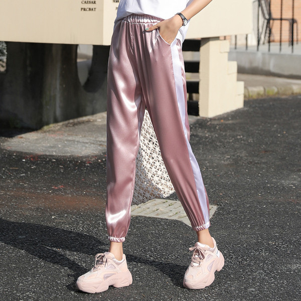 Pantaloni casual dama cu margini in trei culori