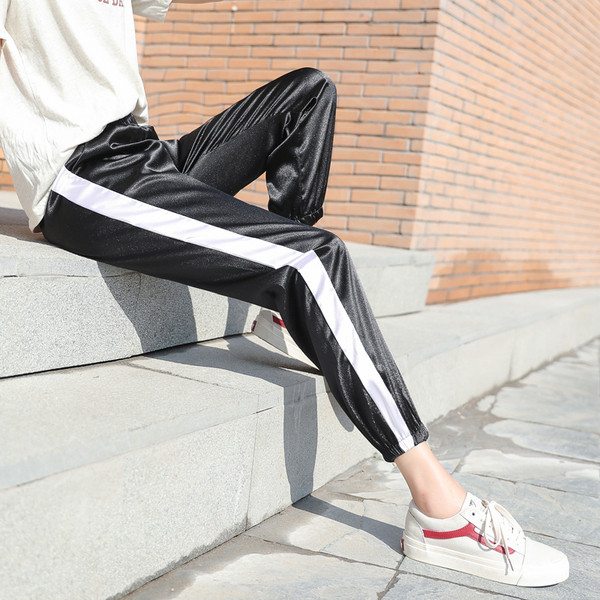 Pantaloni casual dama cu margini in trei culori