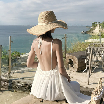 Rochie de dama moderna cu croi lung, cu bretele subtiri