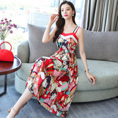 Rochie colorată de damă cu bretele subțiri