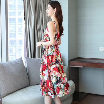 Rochie colorată de damă cu bretele subțiri