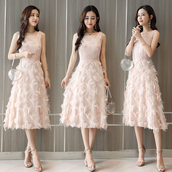 Rochie eleganta de dama in alb si roz