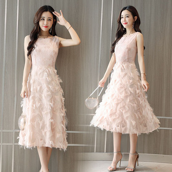 Rochie eleganta de dama in alb si roz