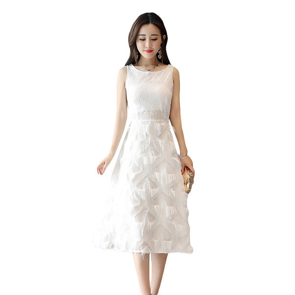 Rochie eleganta de dama in alb si roz