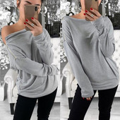 Bluză casual de damă cu mâneci lungi și fermoar de culoare gri