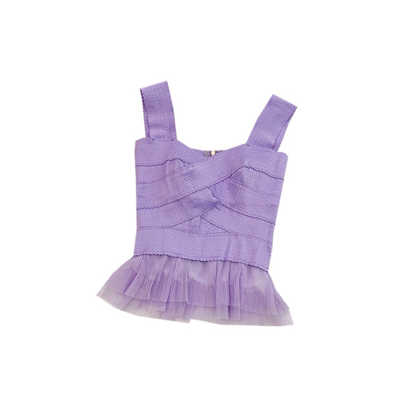 Top de damă modern în trei culori cu tul