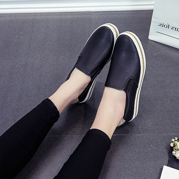 Pantofi casual dama din piele ecologica alb-negru