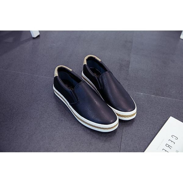 Pantofi casual dama din piele ecologica alb-negru