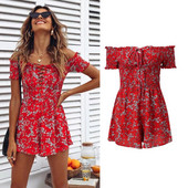 Salopeta de dama cu model floral si maneci scurte