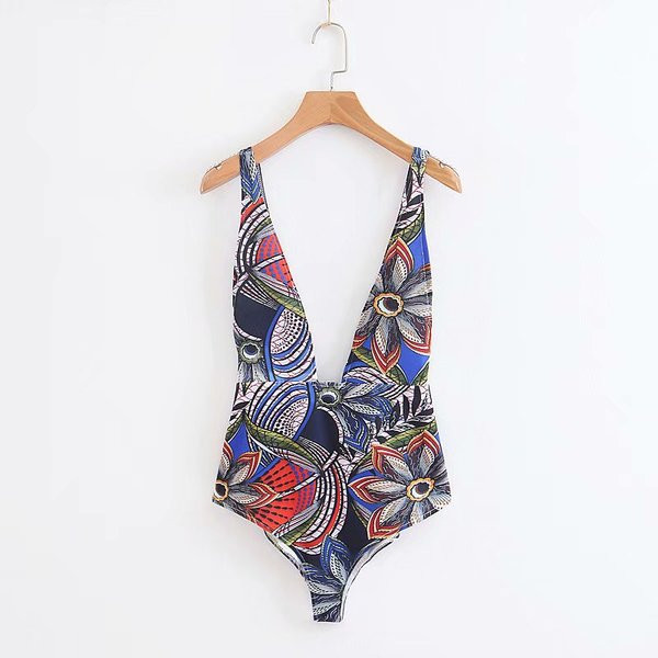 Costum de baie complet modern pentru femei cu model floral