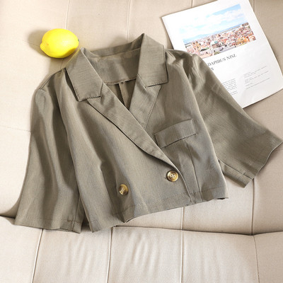 Geaca scurta de dama cu maneci 3/4 in negru si verde