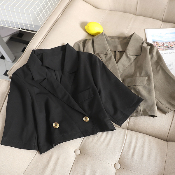 Geaca scurta de dama cu maneci 3/4 in negru si verde