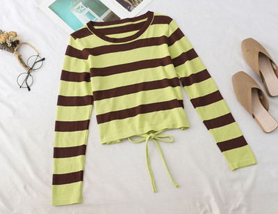 Bluza de dama cu dungi in patru culori cu cravate