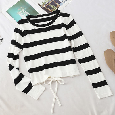 Bluza de dama cu dungi in patru culori cu cravate