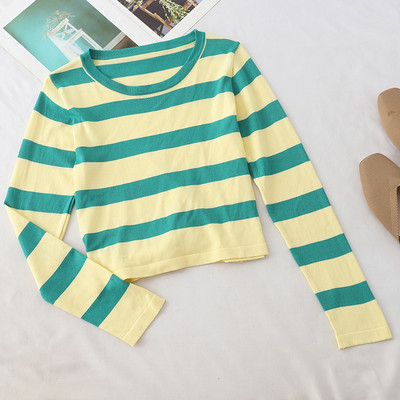 Bluza de dama cu dungi in patru culori cu cravate