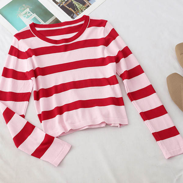 Bluza de dama cu dungi in patru culori cu cravate