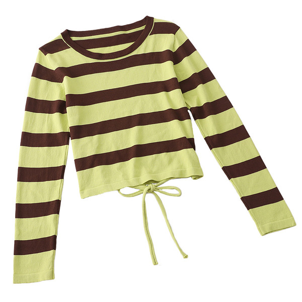 Bluza de dama cu dungi in patru culori cu cravate