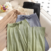 Pantaloni de dama moderni model lat cu talie inalta in mai multe culori