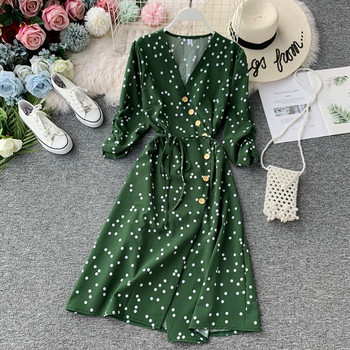 Rochie moderna de dama cu buline cu maneci 3/4