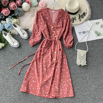 Rochie moderna de dama cu buline cu maneci 3/4