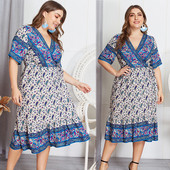 Rochie casual de dama cu maneci 3/4 in albastru