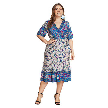 Rochie casual de dama cu maneci 3/4 in albastru