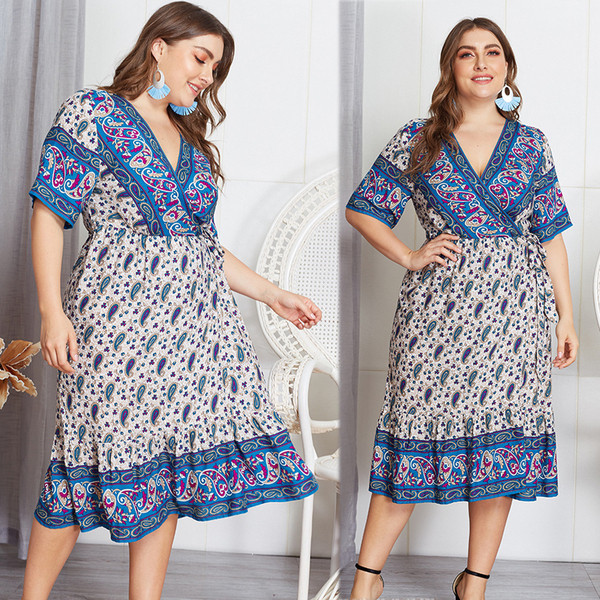 Rochie casual de dama cu maneci 3/4 in albastru