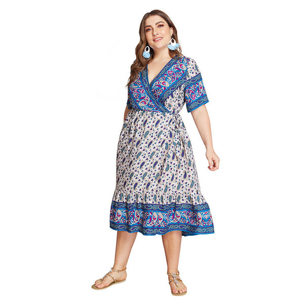 Rochie casual de dama cu maneci 3/4 in albastru