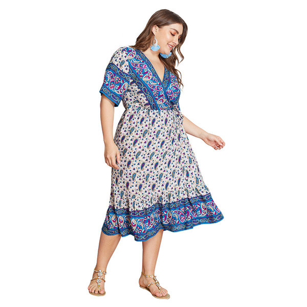 Rochie casual de dama cu maneci 3/4 in albastru