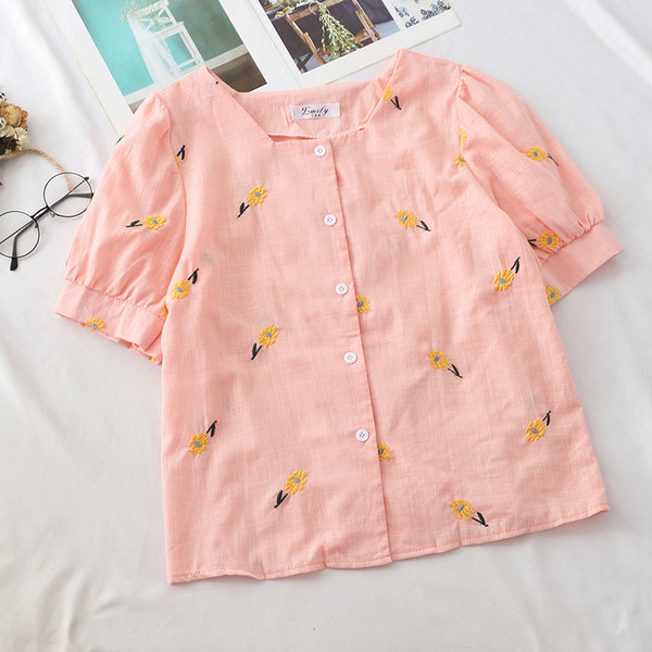 Cămașă casual de damă în patru culori cu broderie