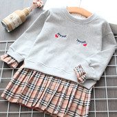 Rochie de copii model nou pentru fete in gri si roz