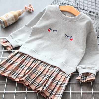 Rochie de copii model nou pentru fete in gri si roz