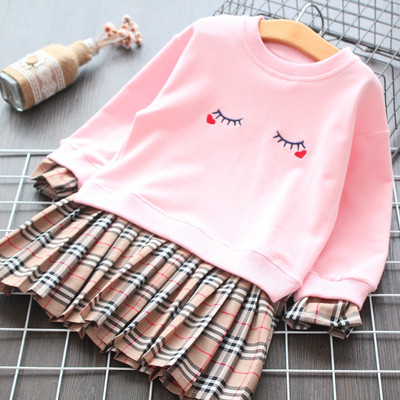 Rochie de copii model nou pentru fete in gri si roz