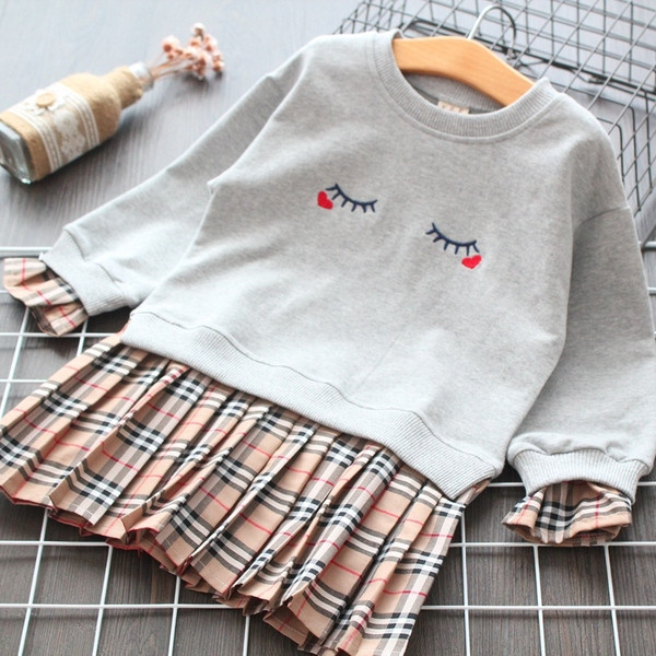 Rochie de copii model nou pentru fete in gri si roz