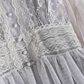 Rochie lunga de dama croiala in gri si bej