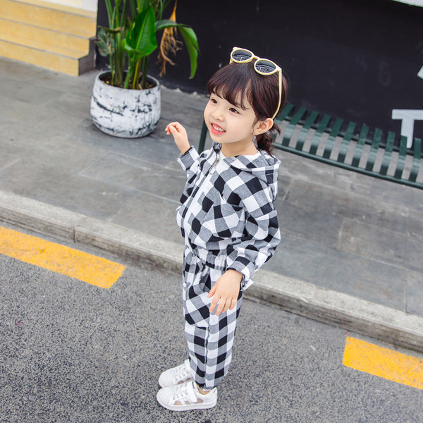 Set zilnic pentru copii pentru fete în două părți alb-negru