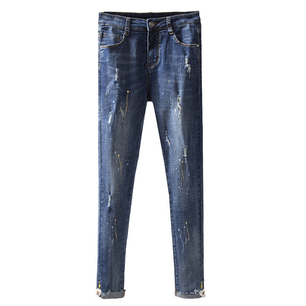 Blugi lungi casual de dama de culoare albastra