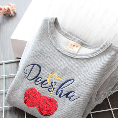 Rochie moderna pentru copii pentru fete cu tul in gri si roz