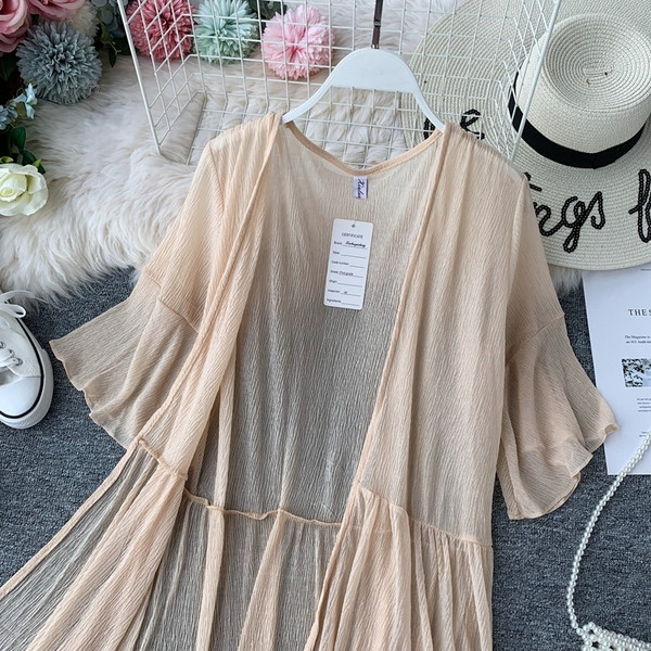 Pareo dama cu maneca lotus de culoare bej