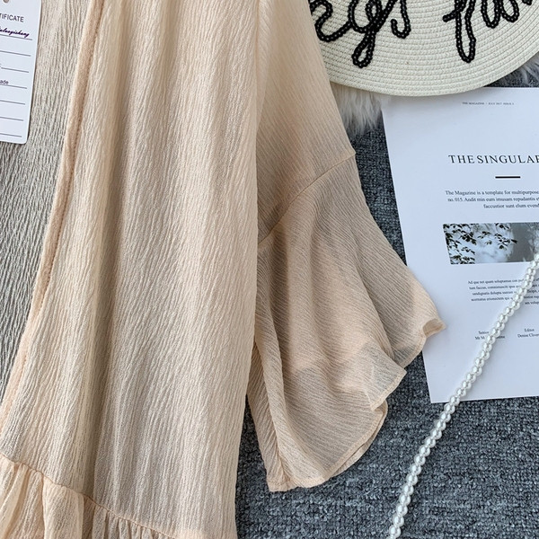 Pareo dama cu maneca lotus de culoare bej