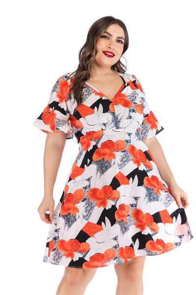 Rochie casual de dama cu decolteu in V si maneci scurte in doua culori