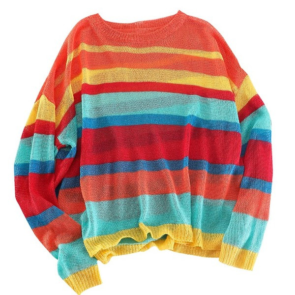 Pulover de damă cu dungi colorate - două culori