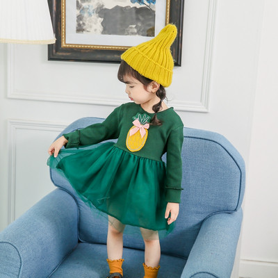 Rochie moderna pentru copii pentru fete cu tul si imprimeu in trei culori