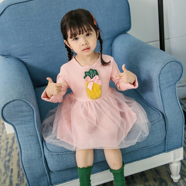 Rochie moderna pentru copii pentru fete cu tul si imprimeu in trei culori