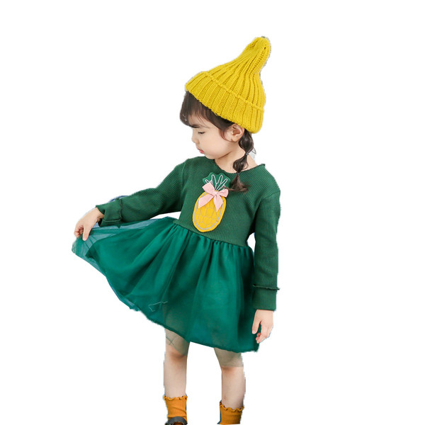 Rochie moderna pentru copii pentru fete cu tul si imprimeu in trei culori