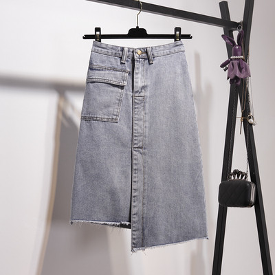 Fusta asimetrica de dama actuala in doua culori