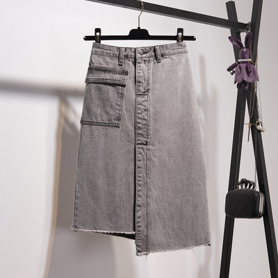 Fusta asimetrica de dama actuala in doua culori