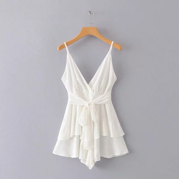 Salopeta de dama moderna cu bretele subtiri in doua culori