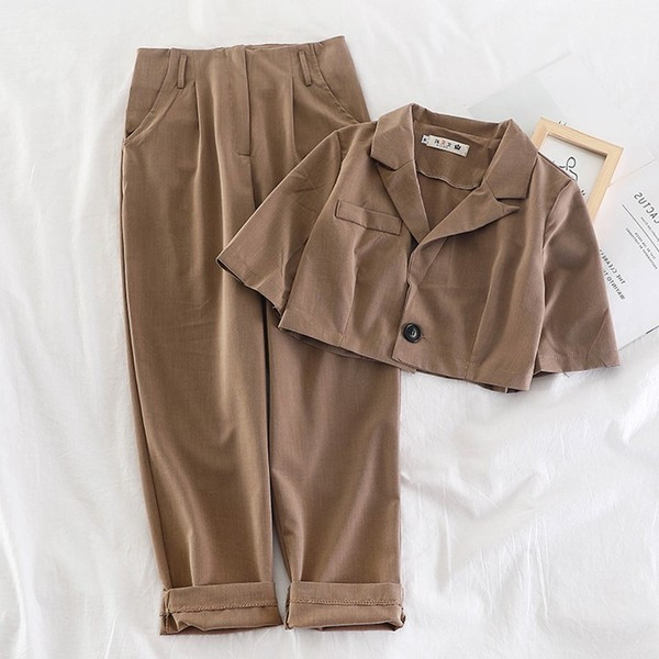 Set modern pentru femei din două părți în maro și negru